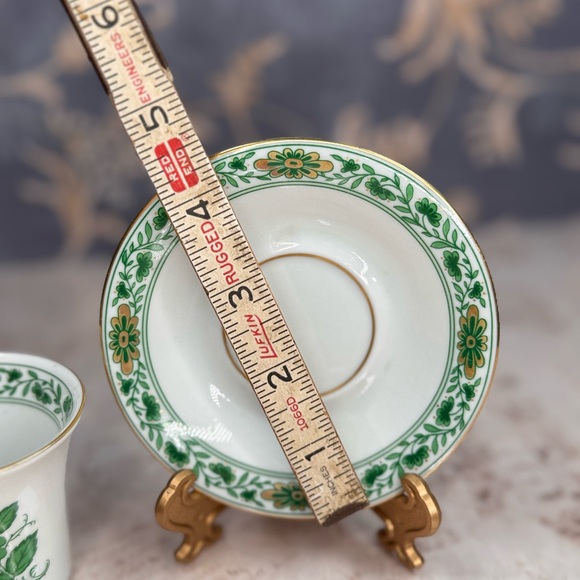 Vintage Kaiser Schonbrunn Demitasse Cup Saucer Green Gold - Picture 6 of 9